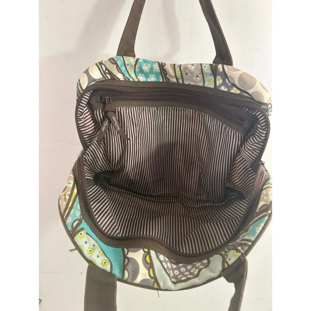 Thirty-One Paisley Heart Canvas Tote Bag Small Teal Green Monogram C Womens